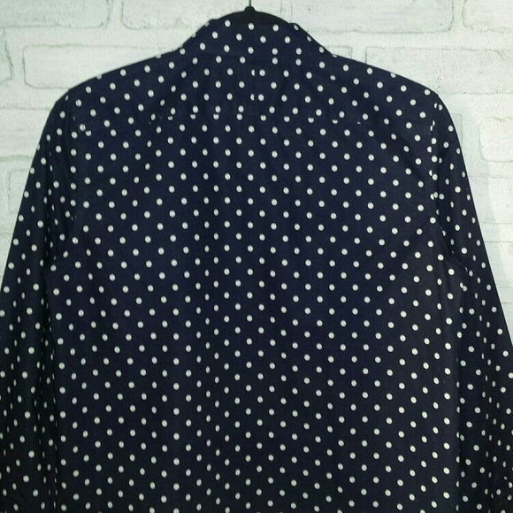 Lauren Ralph Lauren Navy Blue Polkadot Non Iron Button Down Shirt S - Picture 8 of 13